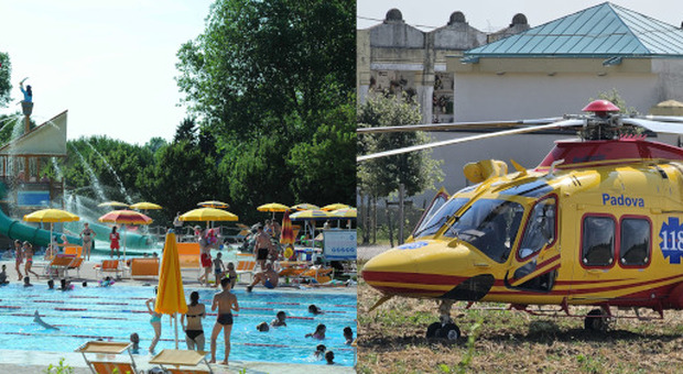Paura in campeggio, bambino di due anni cade in piscina e rimane bloccato: soccorso e trasportato in elicottero in ospedale